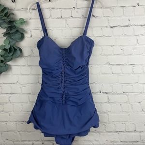 PROFILE BY GOTTEX Royal Blue Skirted One Piece Swimsuit size 8